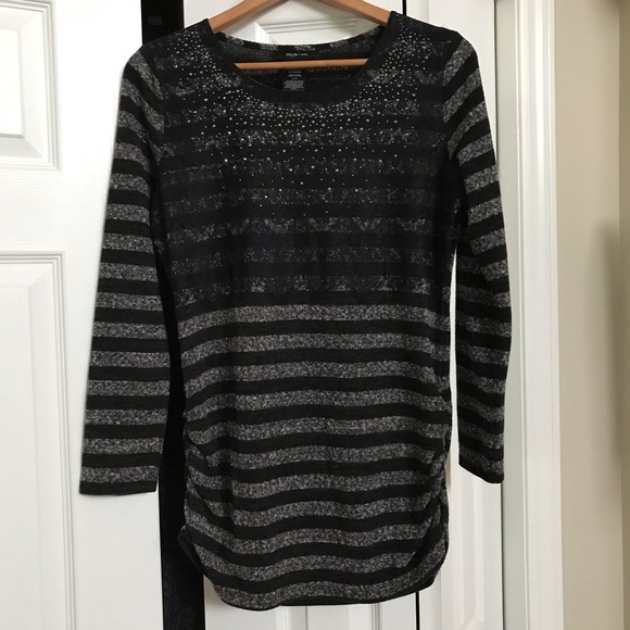 Style & Co. black and grey embellished top - Picture 1 of 8